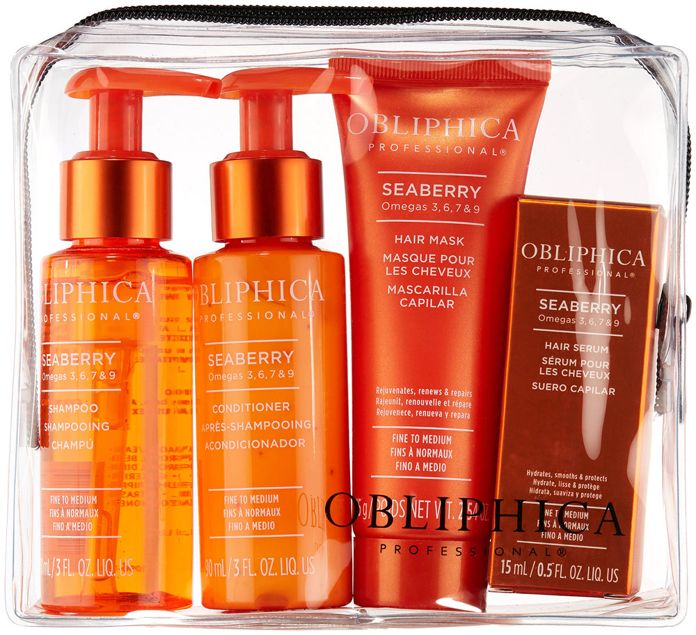 Obliphica Seaberry travel kit being used for easy application on travel days.