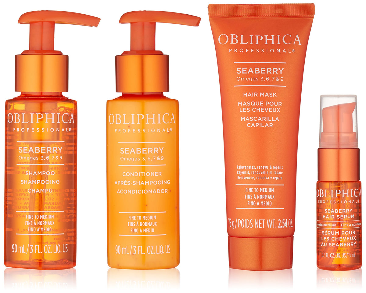 Obliphica Seaberry travel kit outer packaging designed for compact, on-the-go care.