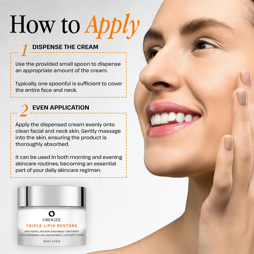 OBOGEE cream application on face promotes firming and plumping