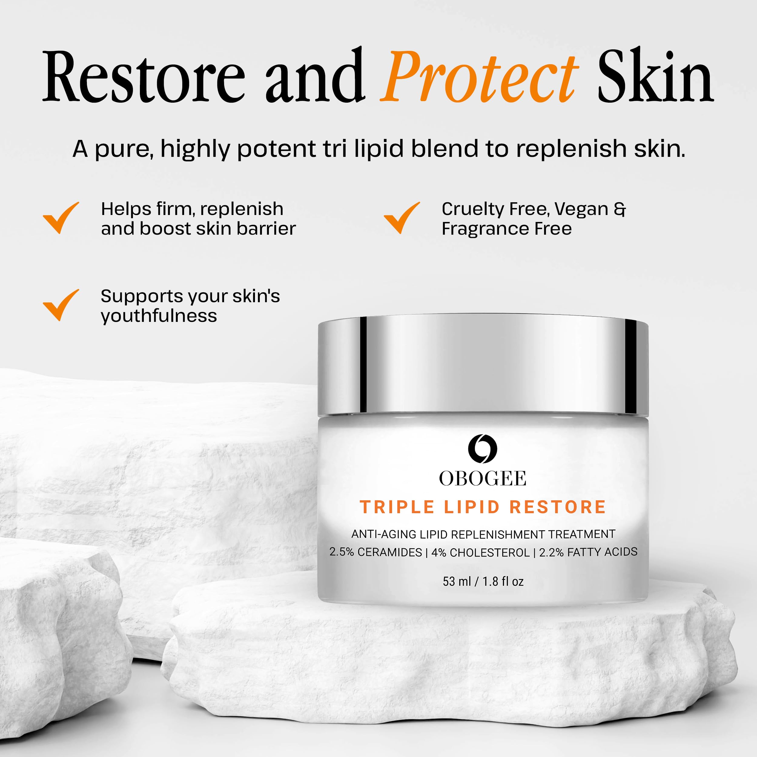 OBOGEE cream texture being massaged into skin for swift hydration