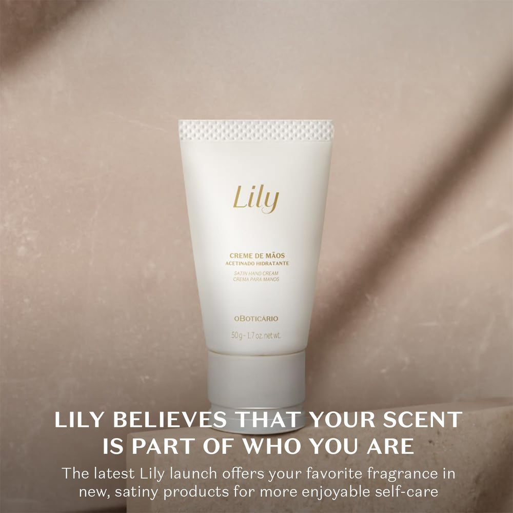 Dispensing action of Lily Satin Hand Cream for quick absorption.