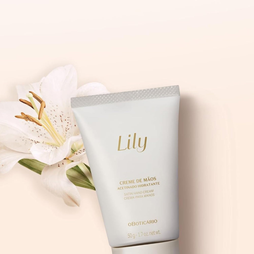 Travel-size Lily Satin Hand Cream tube ready for on-the-go hydration.