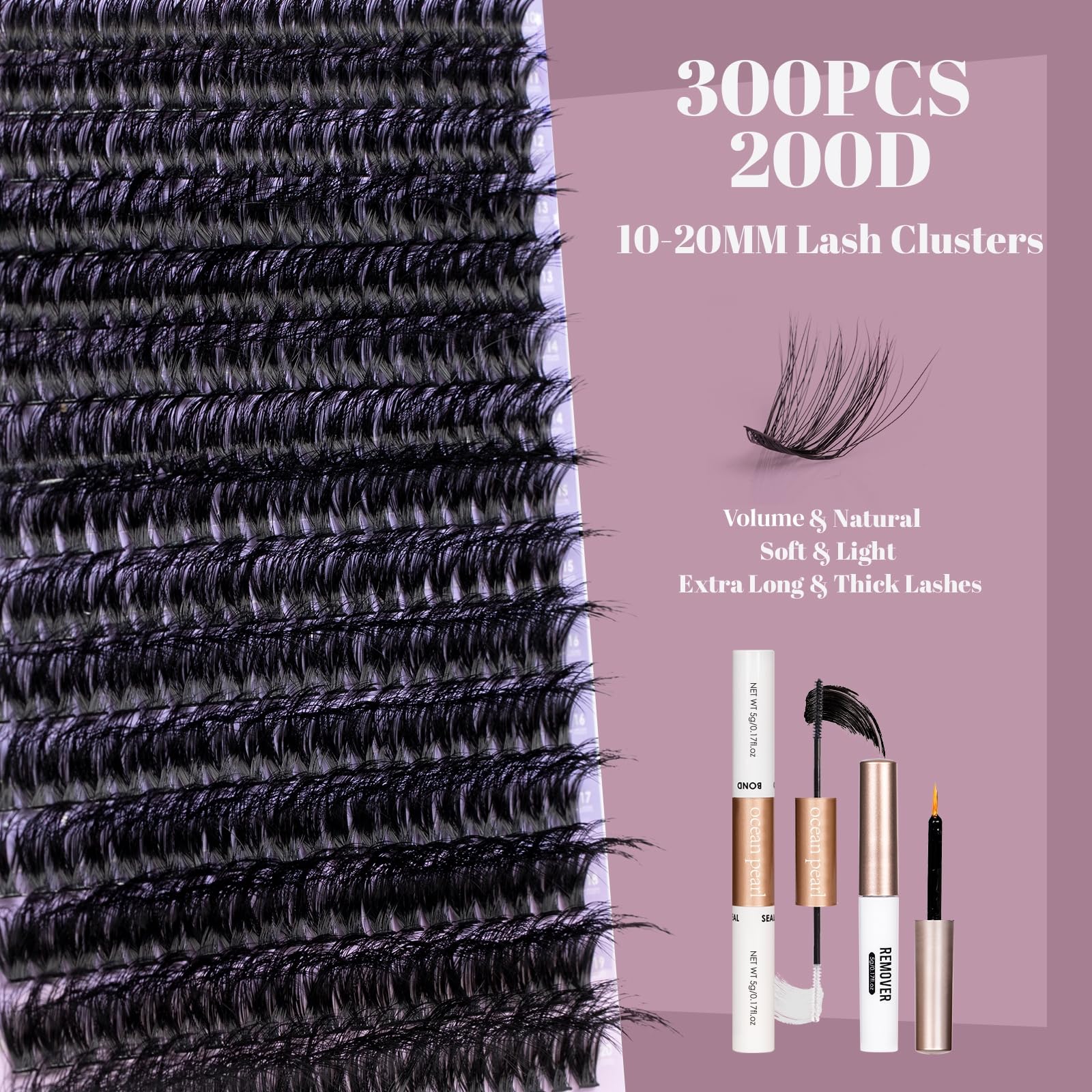 Ocean Pearl lash clusters 12mm for soft volume and easy DIY mapping.