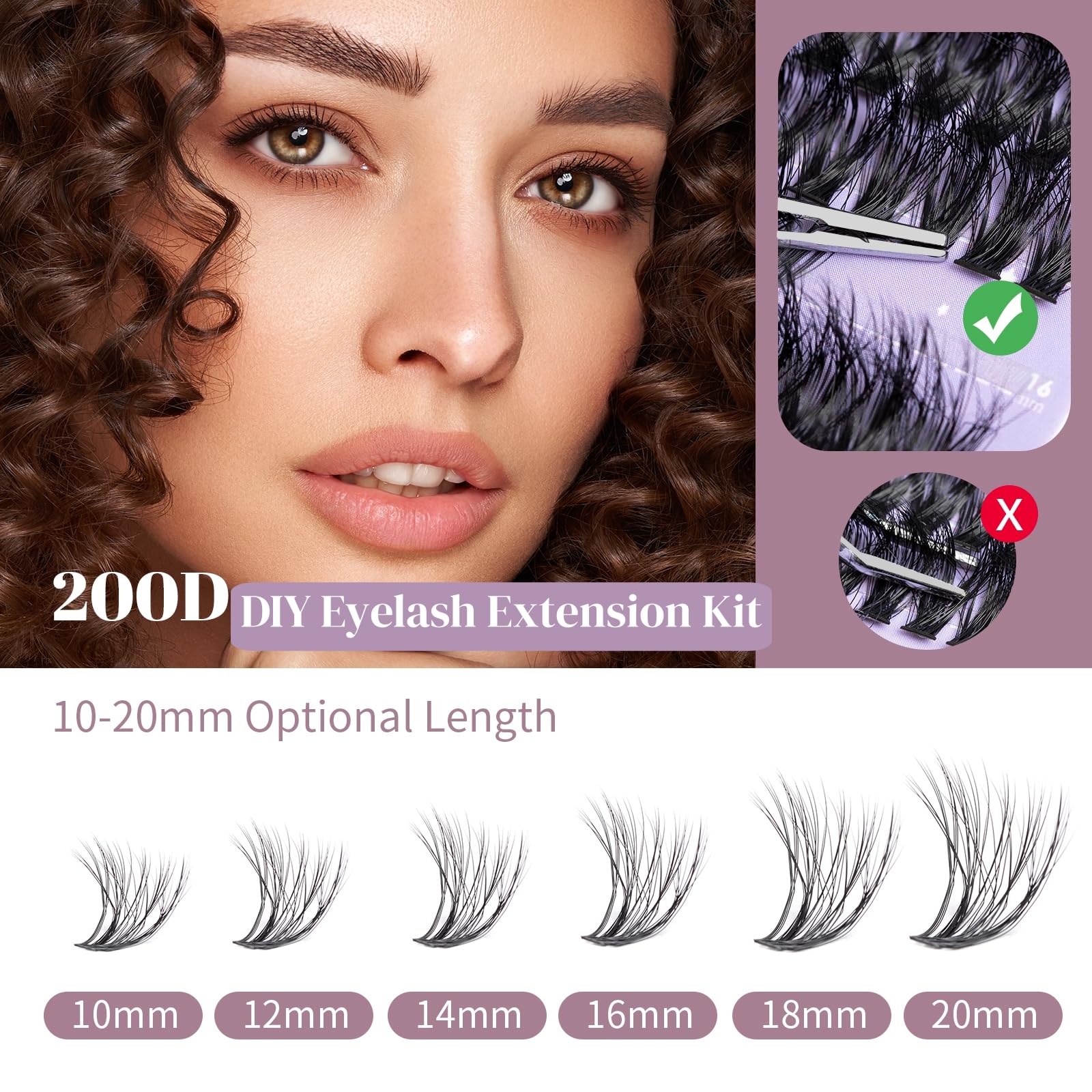 Ocean Pearl lash clusters 16mm for fuller, light-feeling drama.
