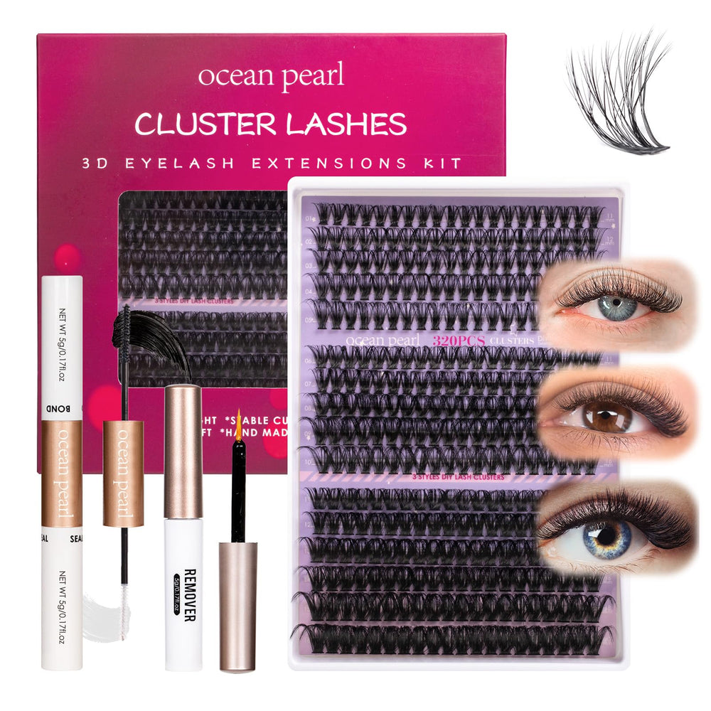 Ocean Pearl lash clusters kit open pack for at-home styling