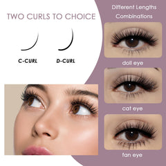 Ocean Pearl Lash Clusters thin-base close-up blending with natural lashes