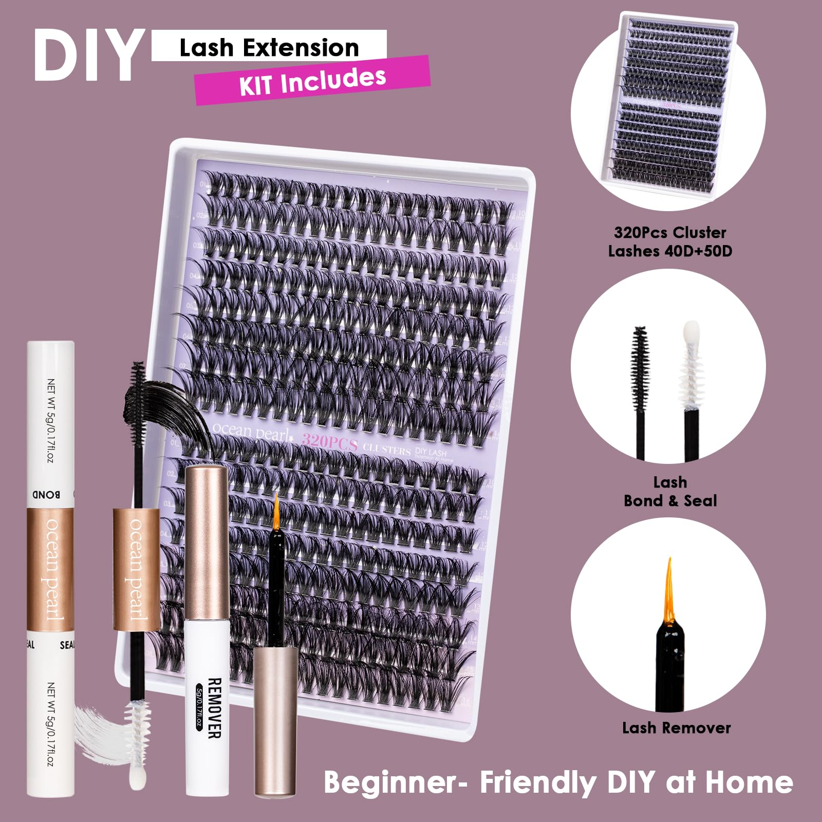 Ocean Pearl lash remover for gentle, residue free removal after extensions
