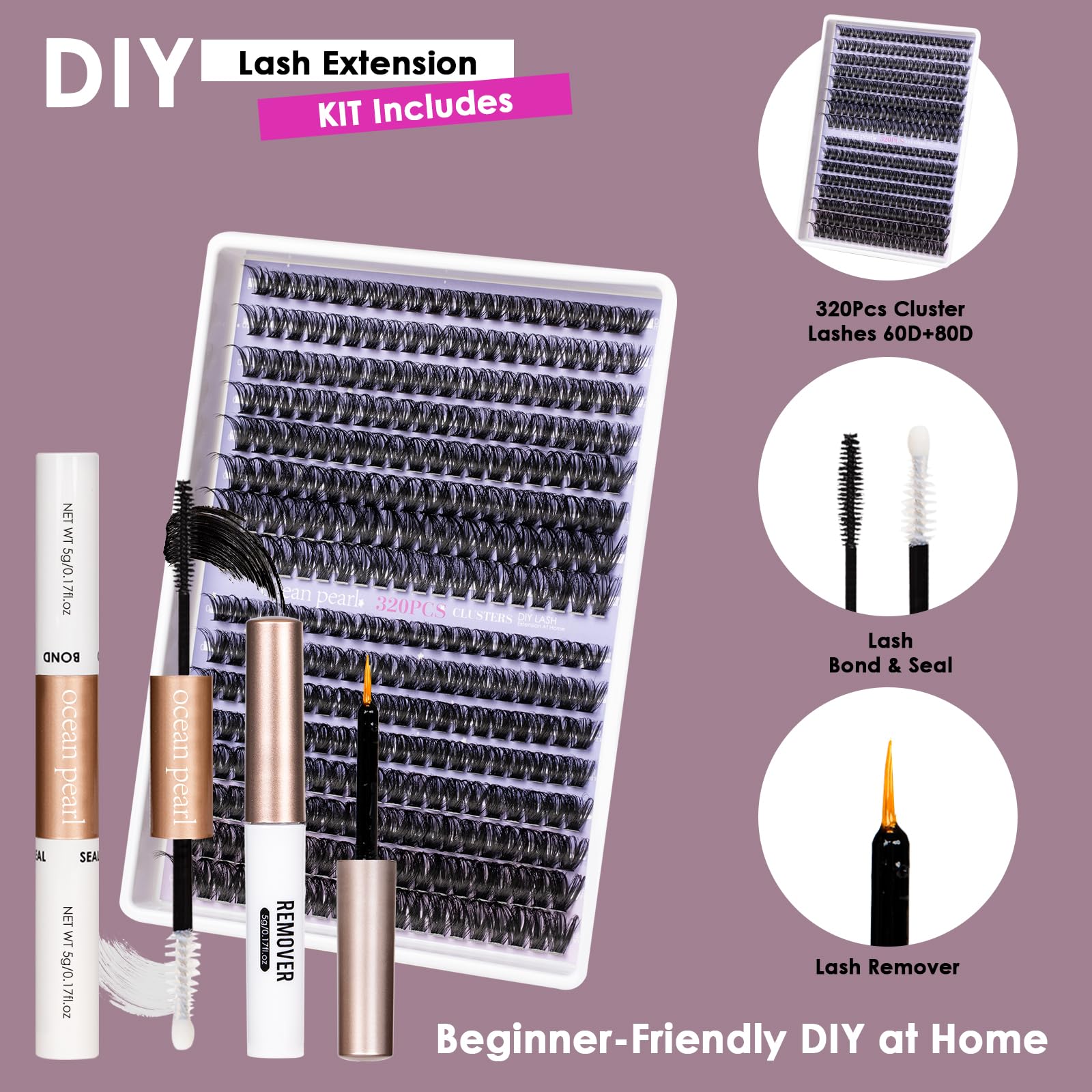 Ocean Pearl lash remover for gentle cleanup after wear.