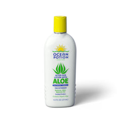 Ocean Potion after sun lotion bottle shown for skin hydration after sun exposure