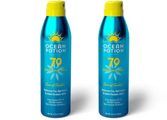 Ocean Potion Sunscreen Body Spray SPF70 bottle close-up for strong sun protection.