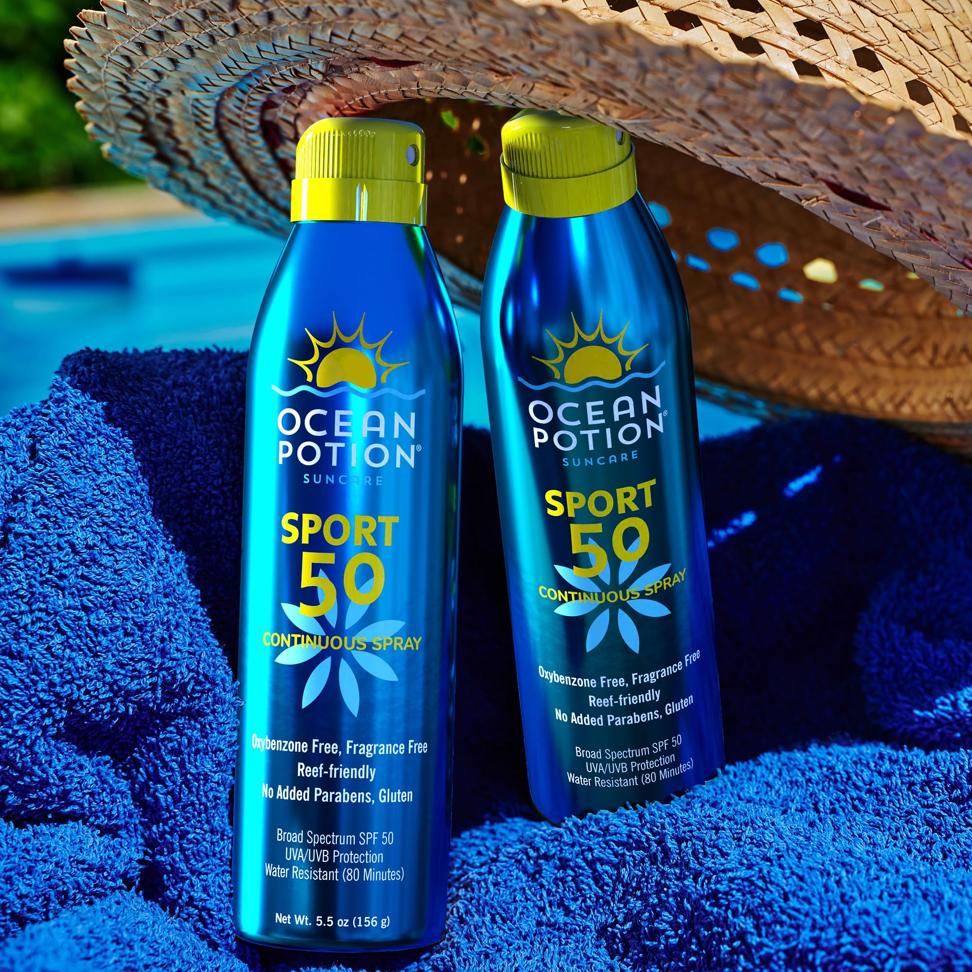Vitamin E and Aloe Leaf within Ocean Potion for skin comfort.