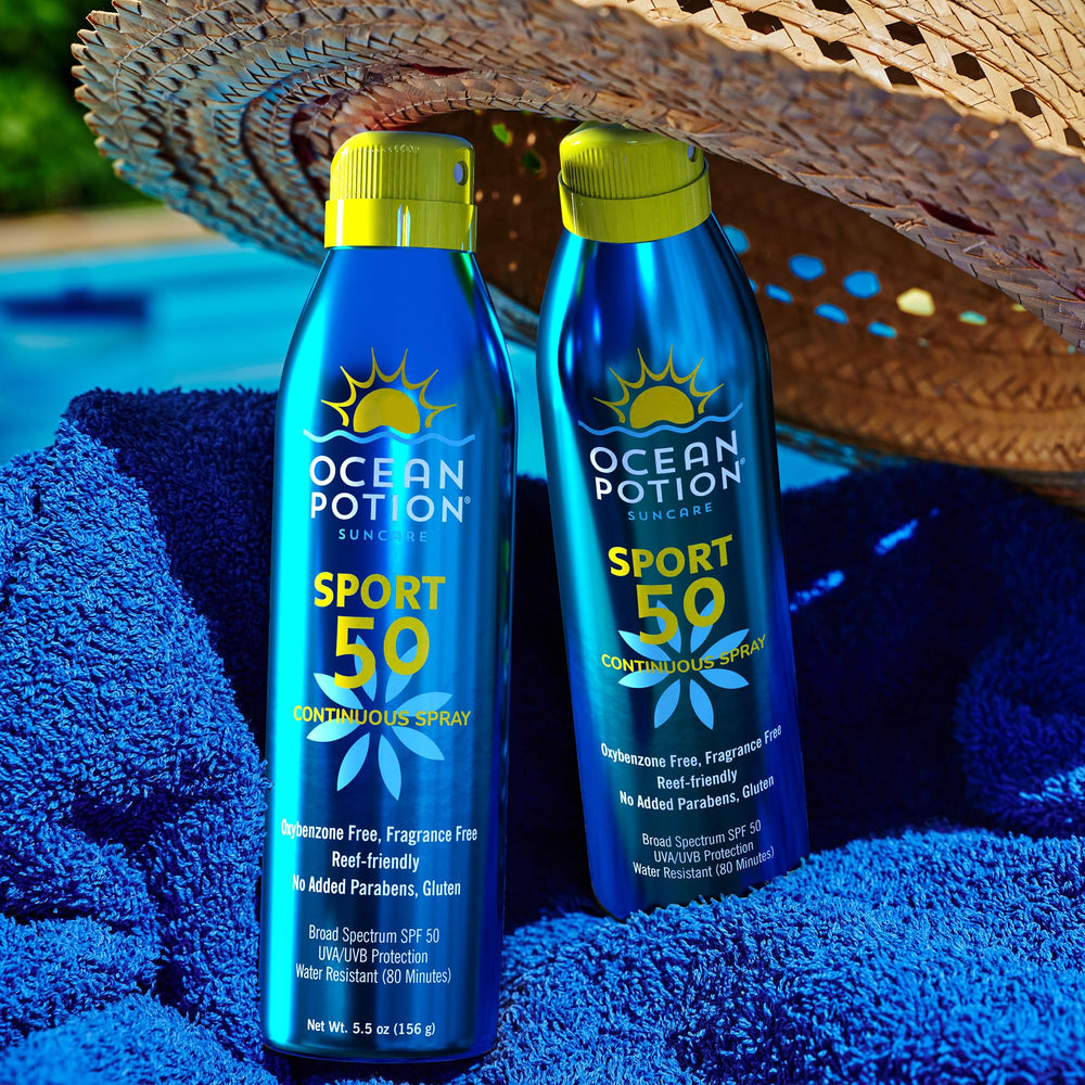 Vitamin E and Aloe Leaf within Ocean Potion for skin comfort.
