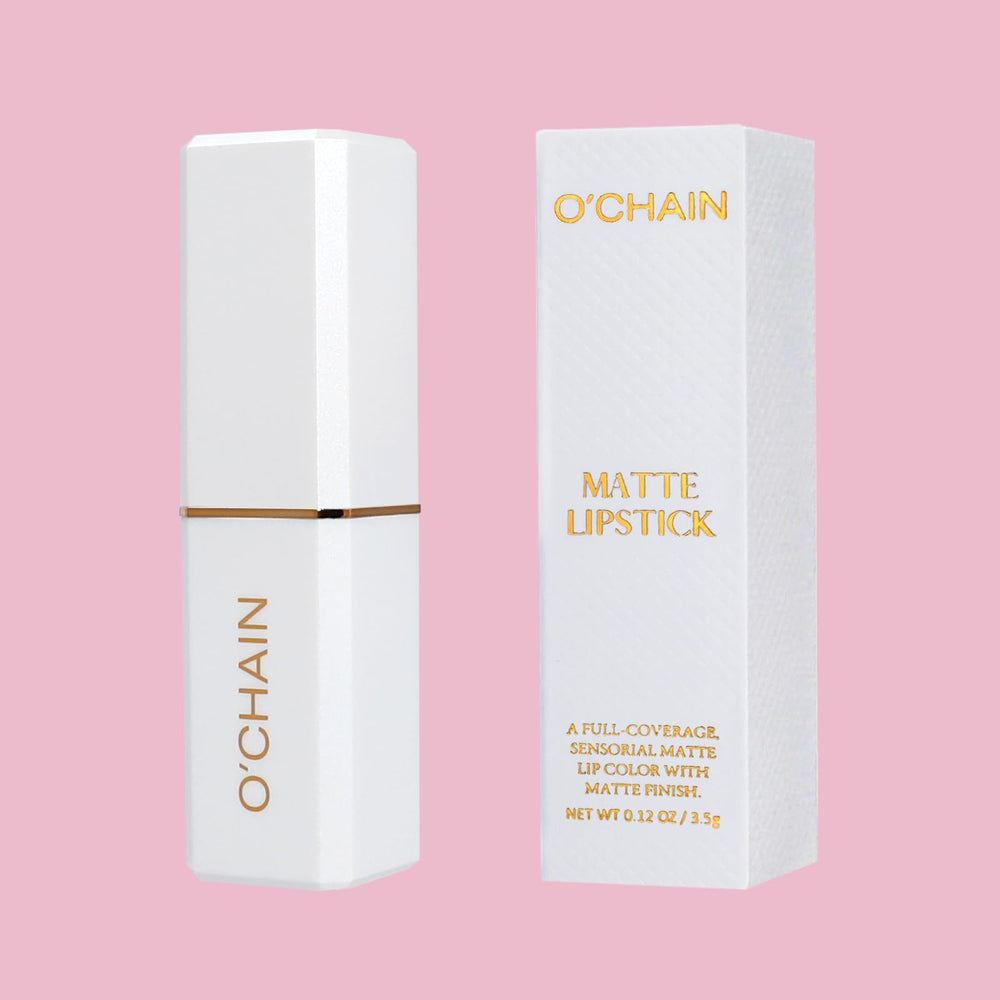 O'CHAIN Dark Red Matte Lipstick with nourishing oils for soft lips