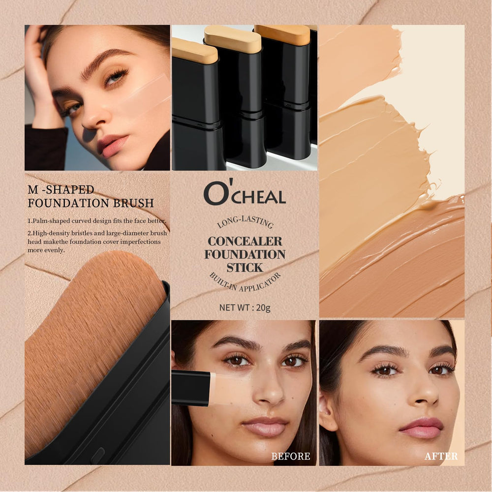O'CHEAL foundation stick's hydrating formula keeps skin moisturized while delivering even coverage.