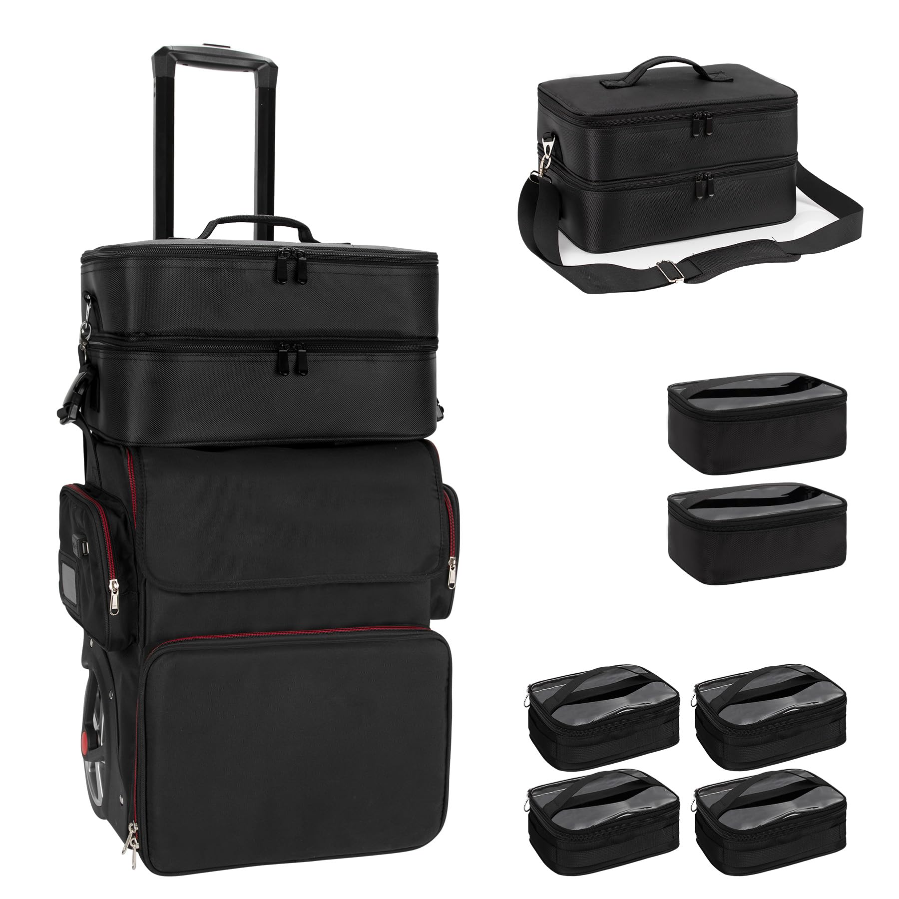 OCHEAL large makeup train case with wheels for mobile professional setup