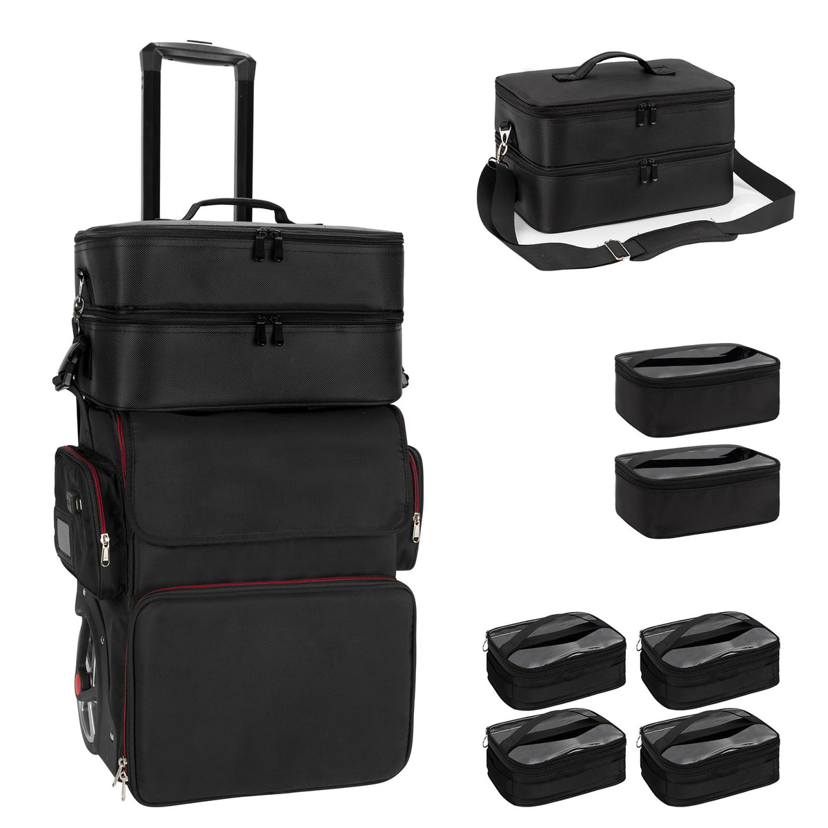 OCHEAL large makeup train case with wheels for mobile professional setup