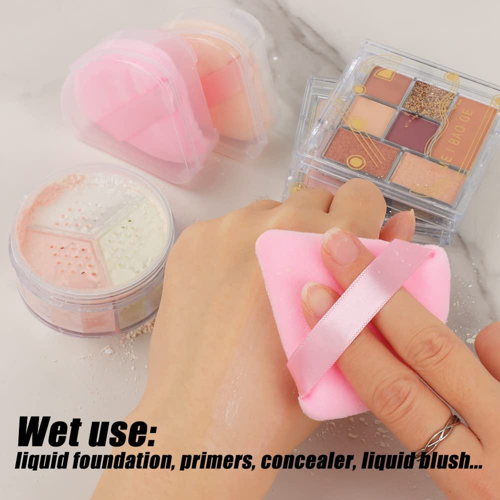 Ocim puff helps press powder into skin for a refined finish.