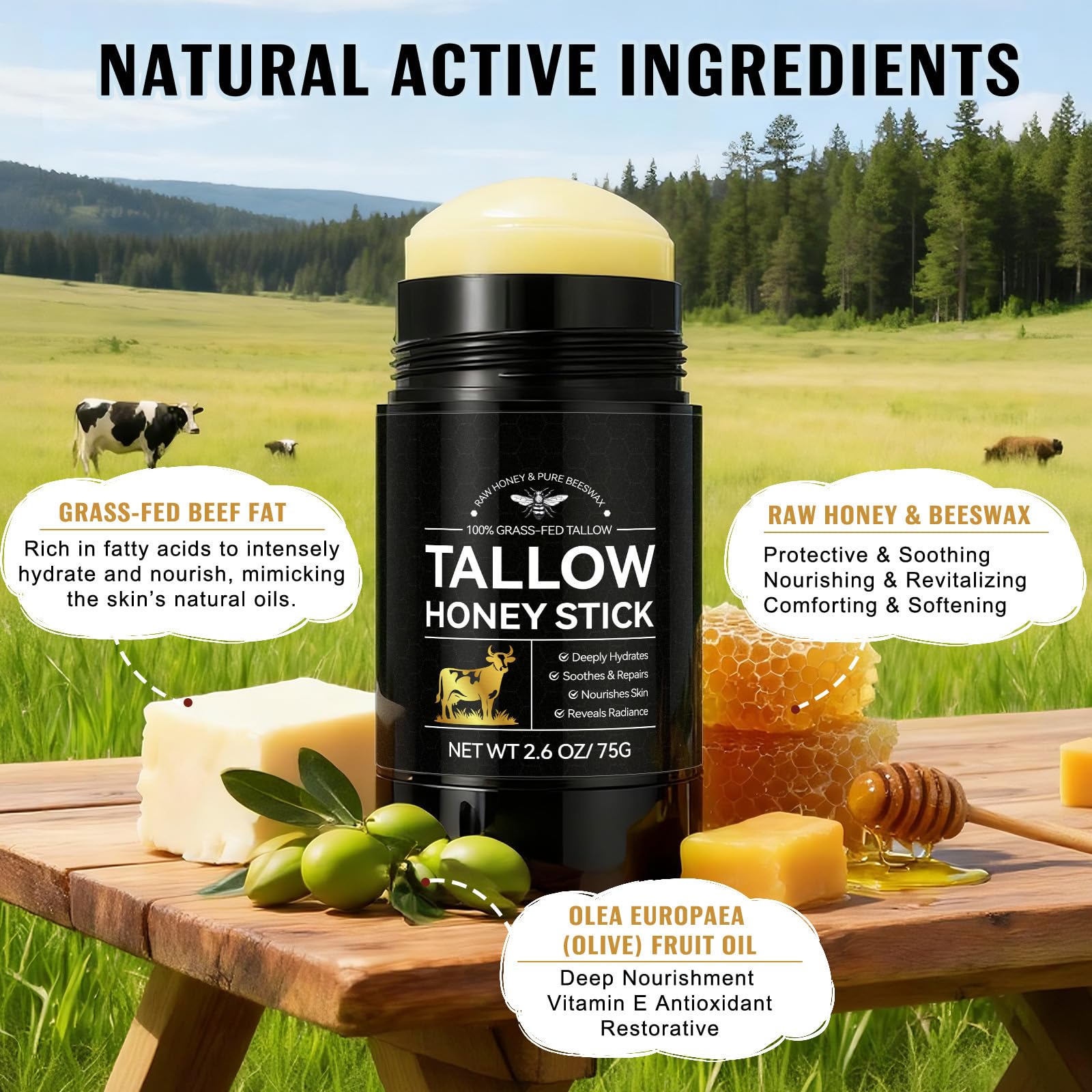 OCNISDNS Beef Tallow Balm Stick on skin delivering soft, smooth results.