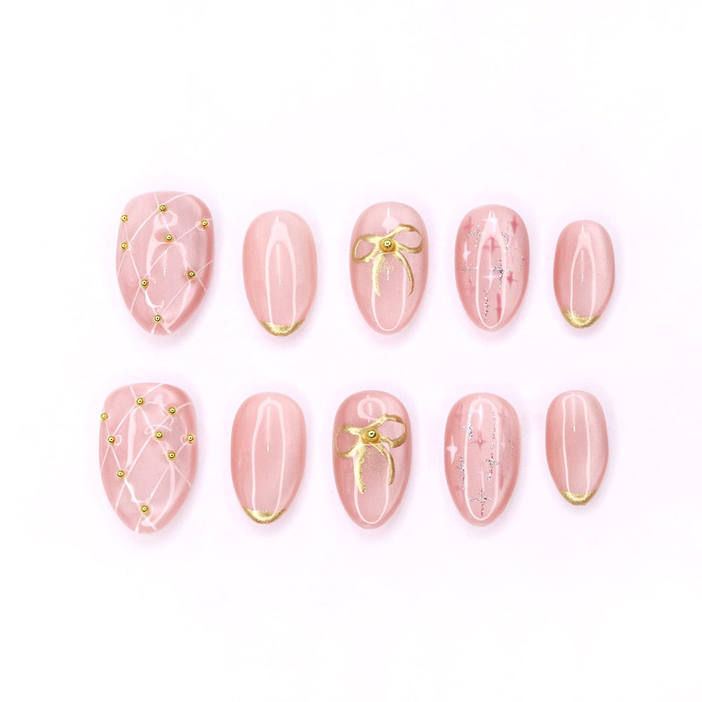 OCOUYVD bow star detail nails add subtle shine and charm.