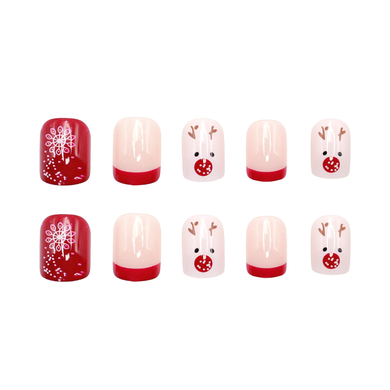 OCOUYVD Christmas nails package contents show glue and tools for quick at-home application.
