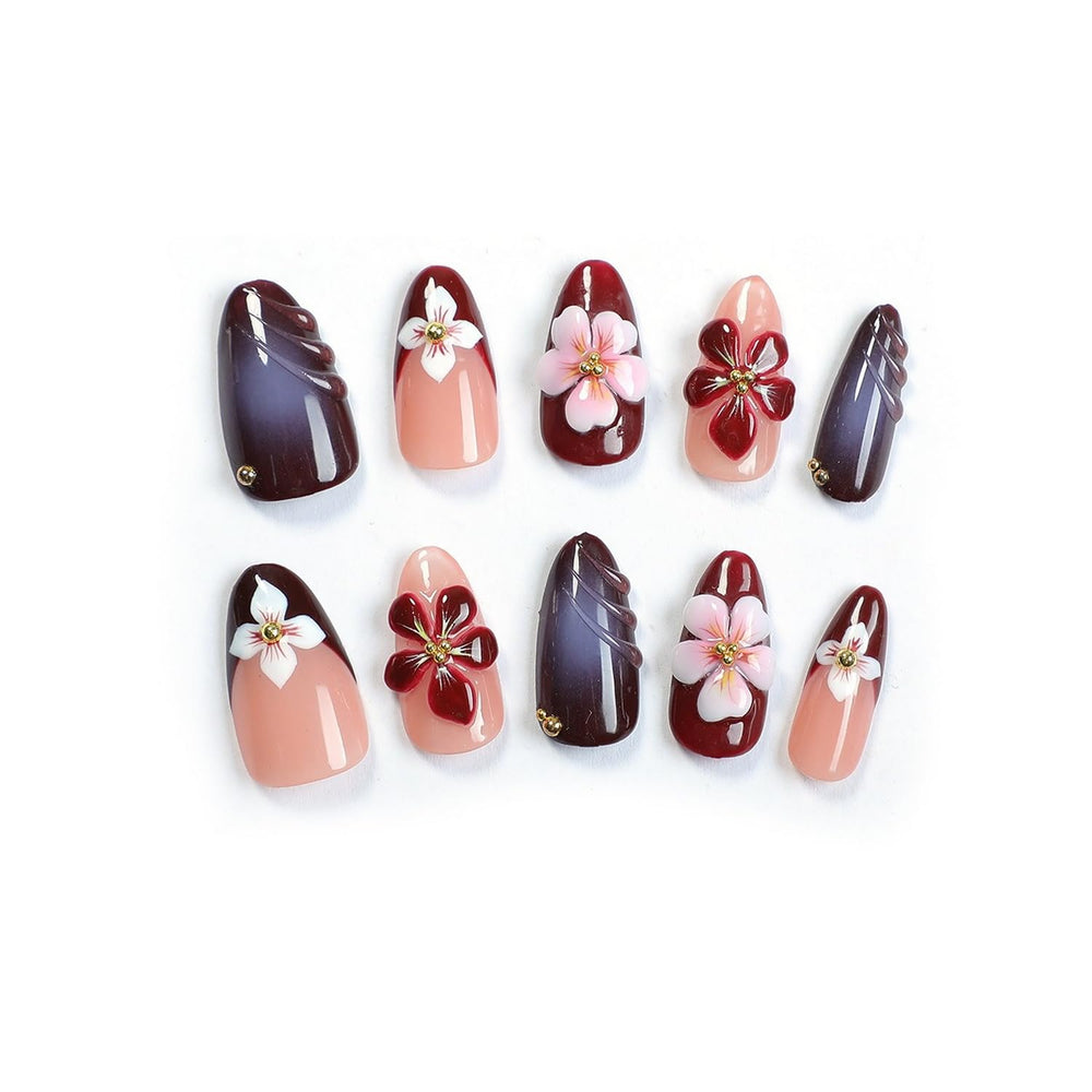 OCOUYVD handmade press-on nails in a compact kit for at-home manicure.