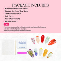 OCOUYVD watermelon design fruit press on nails vibrant summer style