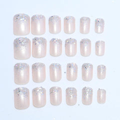 OCOUYVD glitter press-on nails short square with versatile sparkle options