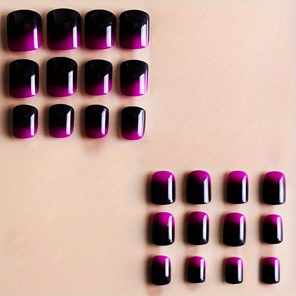 OCOUYVD Glossy gradient nails showcasing purple to black hues for a bold, modern look