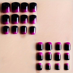 OCOUYVD Glossy gradient nails showcasing purple to black hues for a bold, modern look