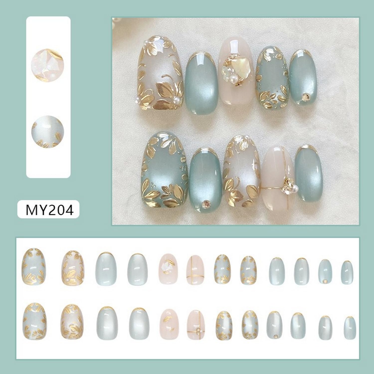 OCOUYVD golden flower embossed nails add elegant flair to any outfit