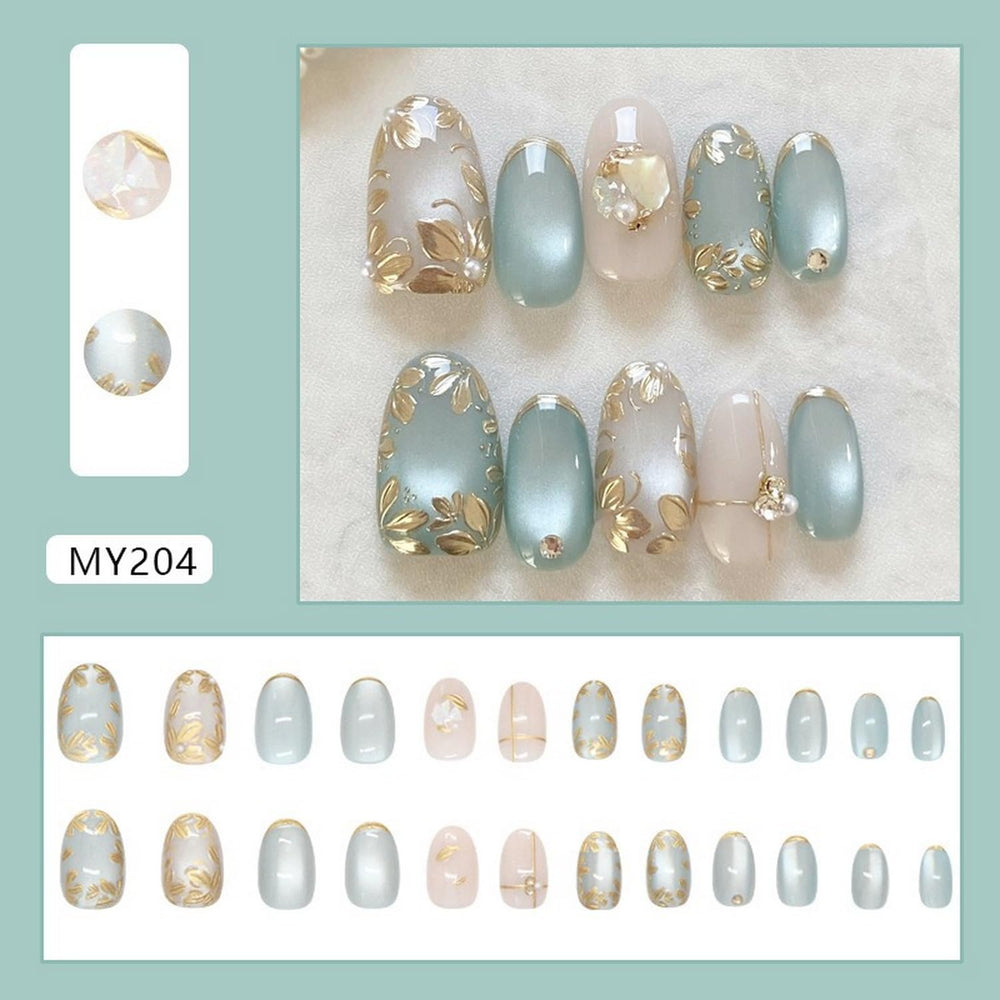 OCOUYVD golden flower embossed nails add elegant flair to any outfit