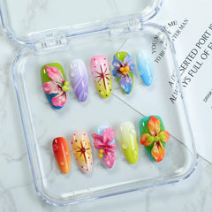 OCOUYVD handmade nails with 3D flower detail for elegant everyday wear