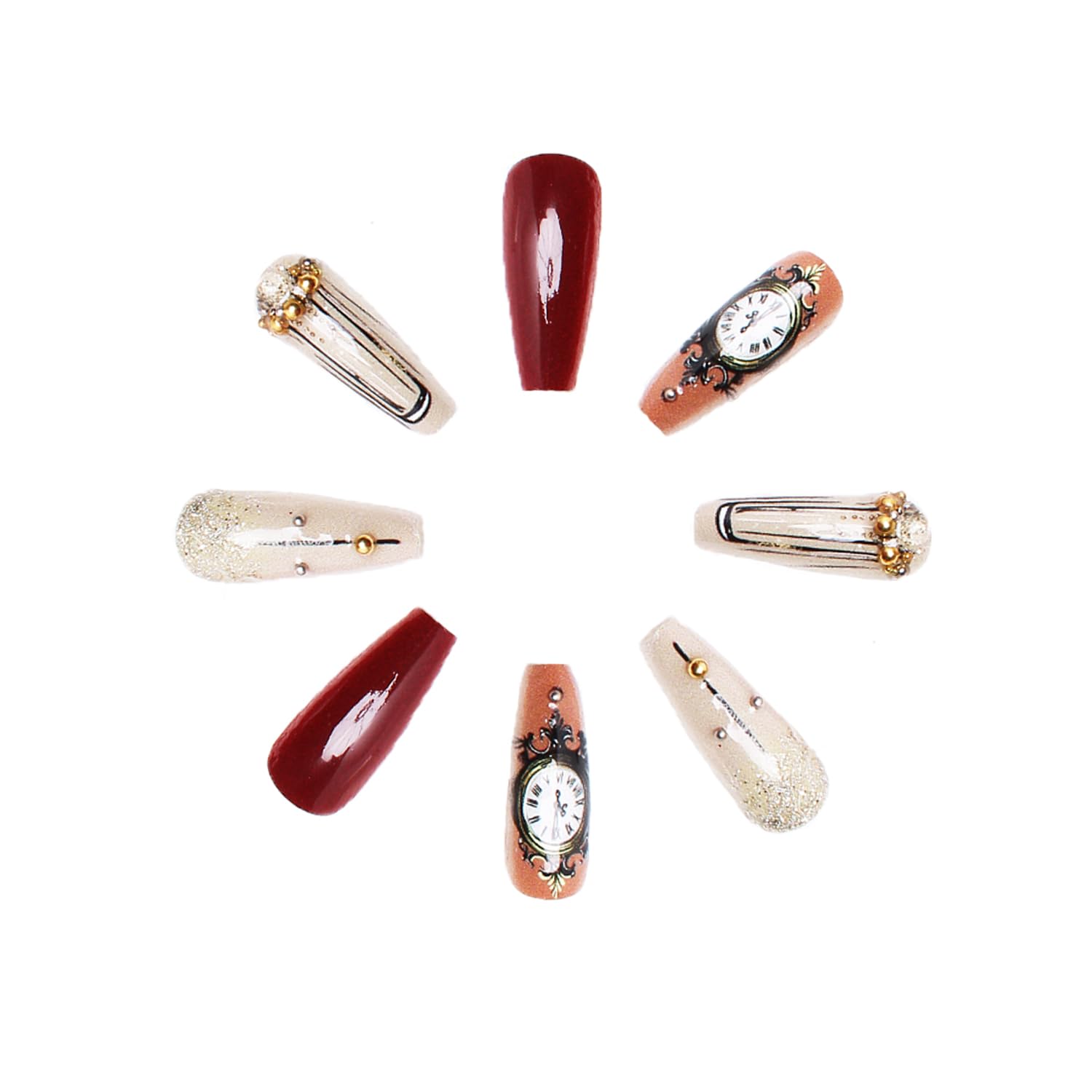 OCOUYVD Holidays nails showcase sparkling Xmas ball and clock designs.