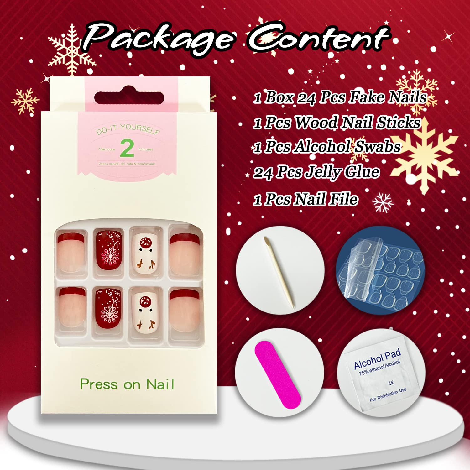 OCOUYVD holiday nail art on desk evokes festive vibes.