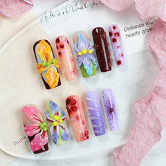 OCOUYVD multi-layer gel nails showcase floral pattern with lasting comfort