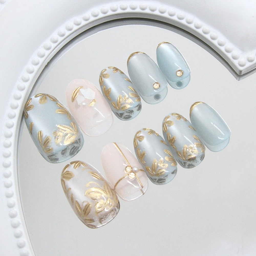OCOUYVD pearl-embossed full-cover nails with textured, premium feel