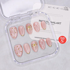 OCOUYVD pink bow design full-cover nails for durable everyday wear.
