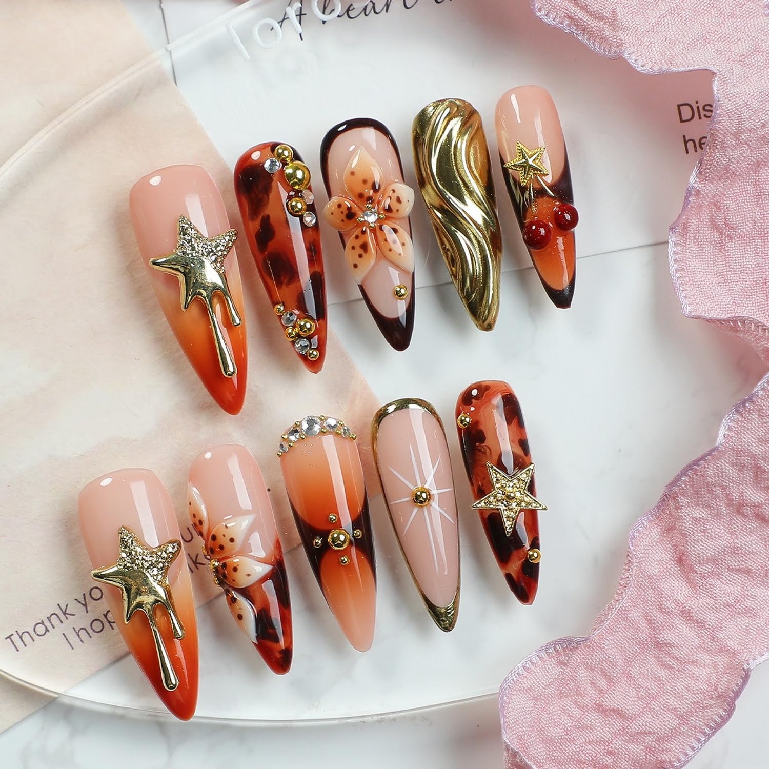 OCOUYVD rhinestone-embellished nails for sparkling party styling