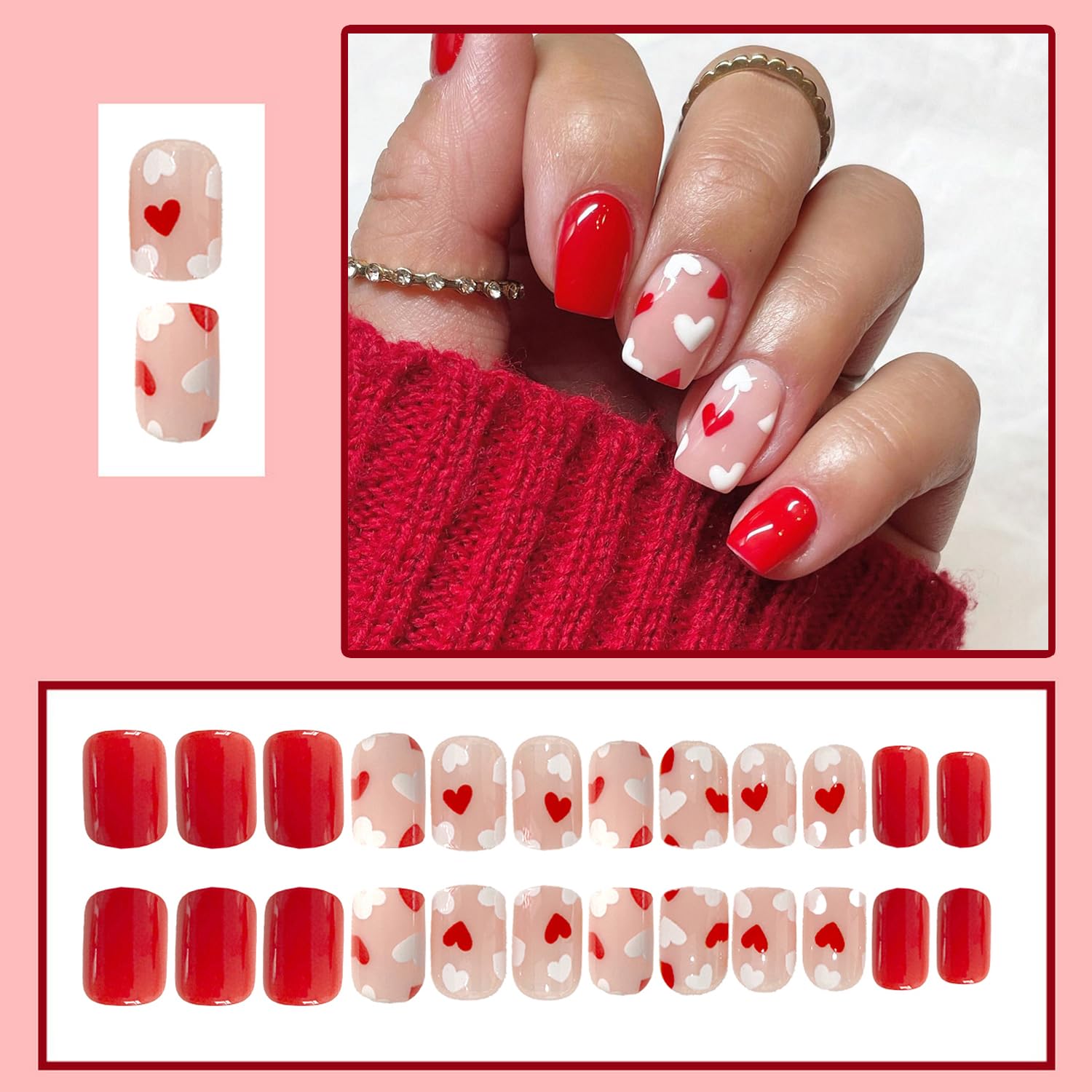 Close-up of short square nails showing compact, comfortable fit by OCOUYVD
