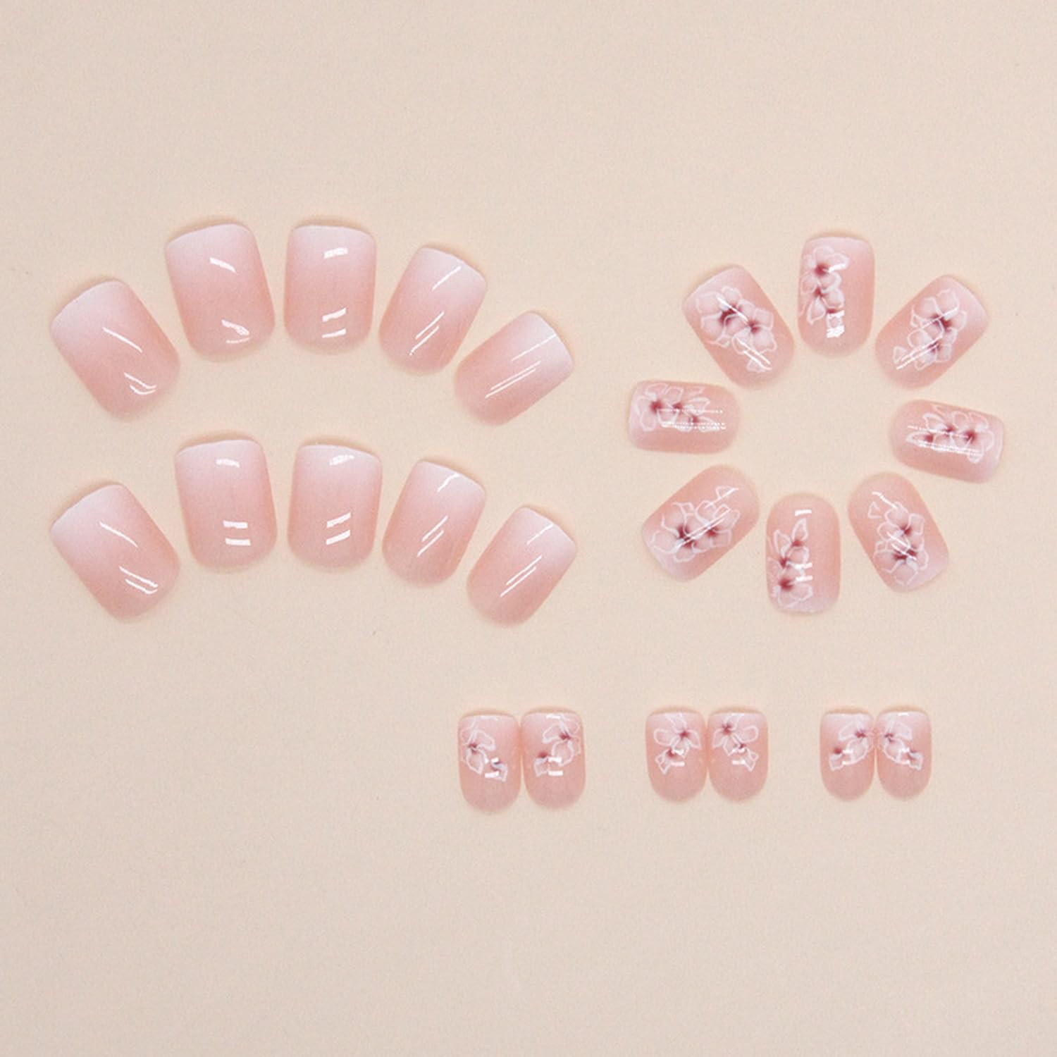 OCOUYVD square nails with flower design in a soft pastel gradient for party-ready style.