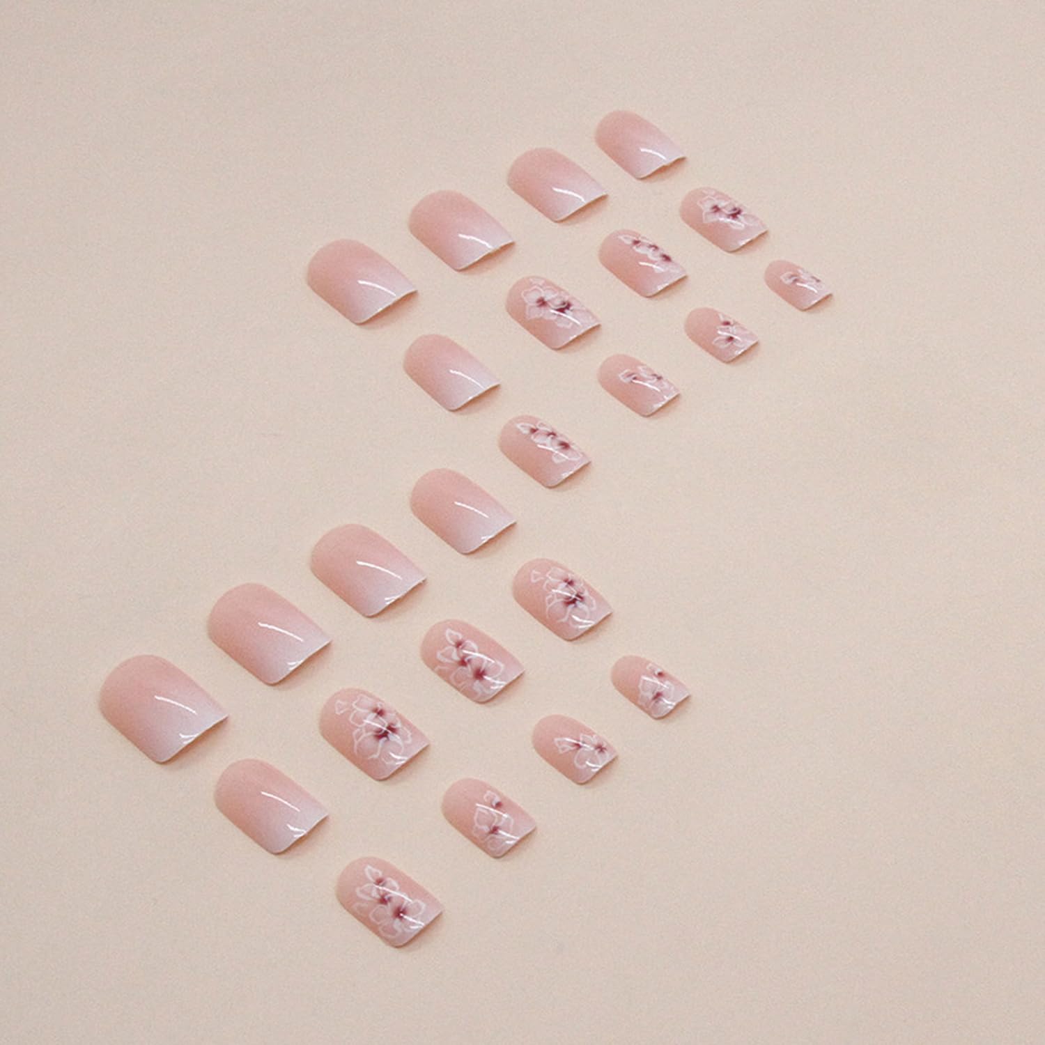 OCOUYVD square nails with delicate floral accents ideal for everyday wear.