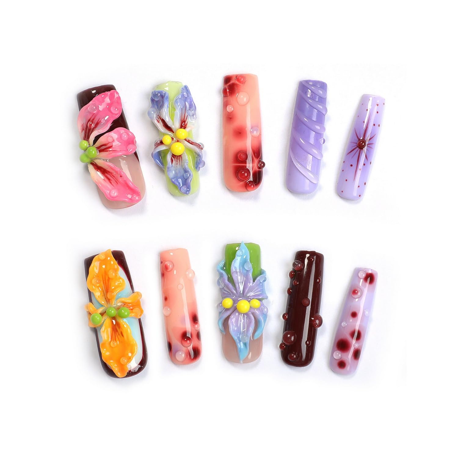 OCOUYVD Versatile floral nails suit parties, weddings, or everyday styling.
