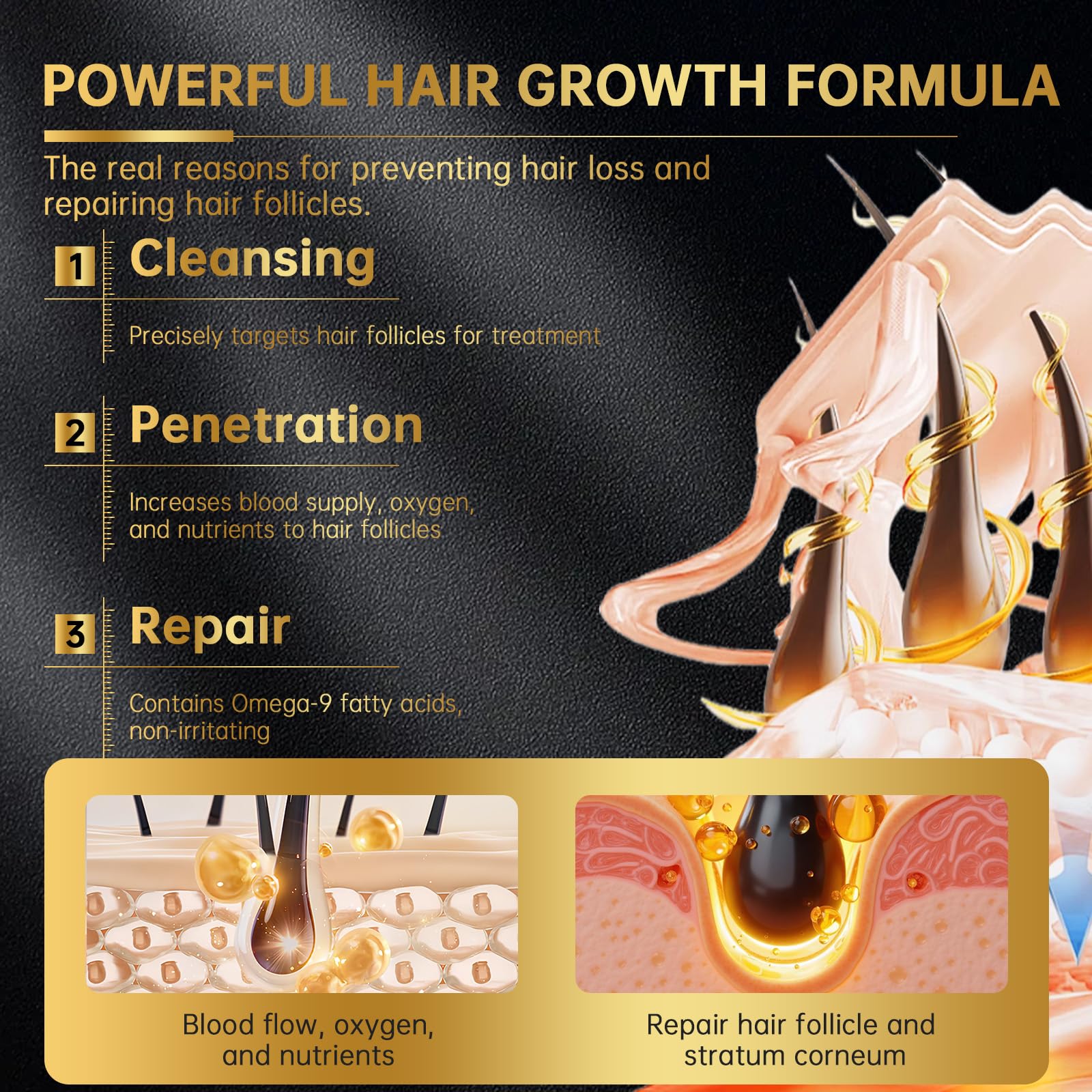 OCSINL minoxidil with rosemary and biotin extracts suggesting nourishing scalp care.
