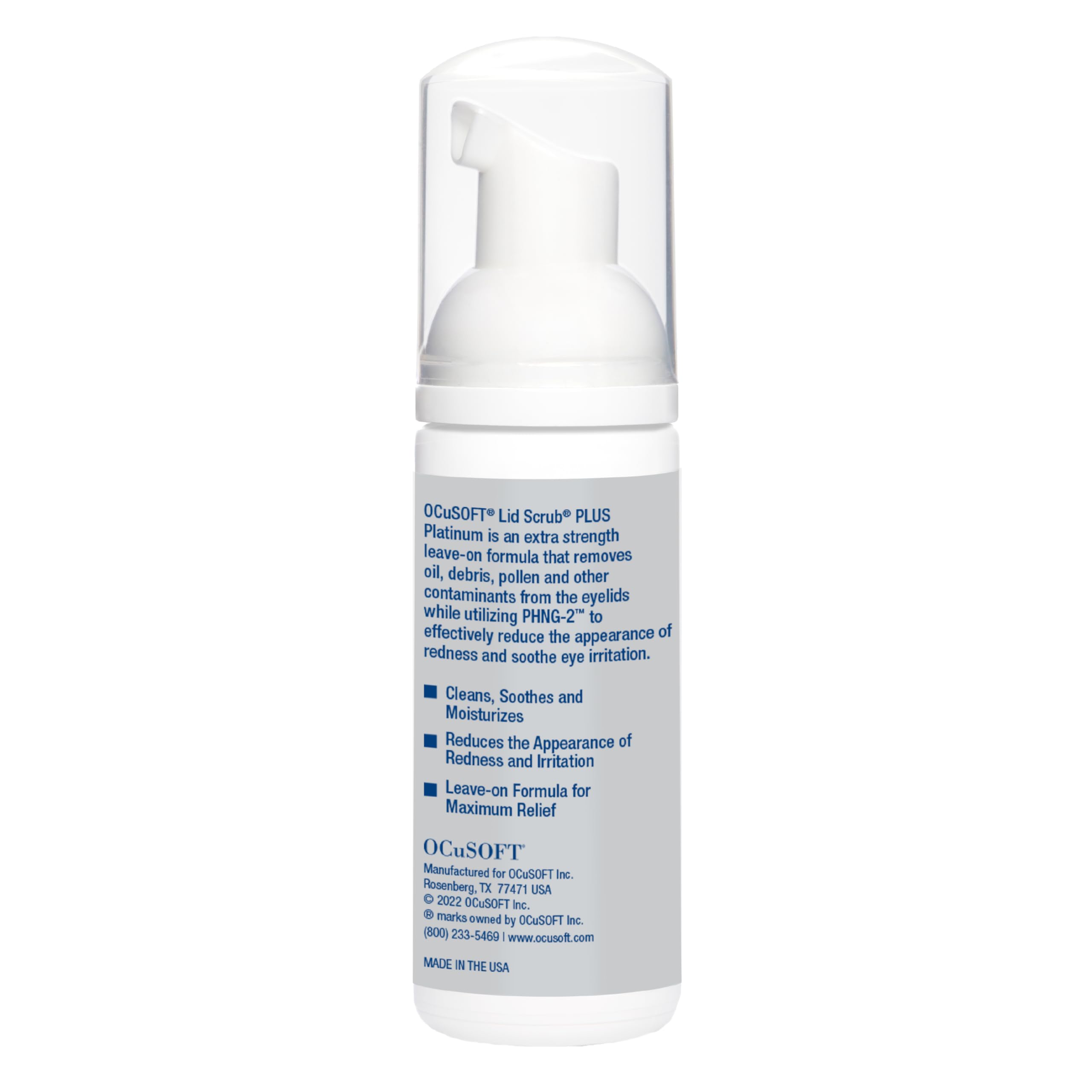 OCuSOFT Lid Scrub Plus Platinum foaming lather for quick cleansing