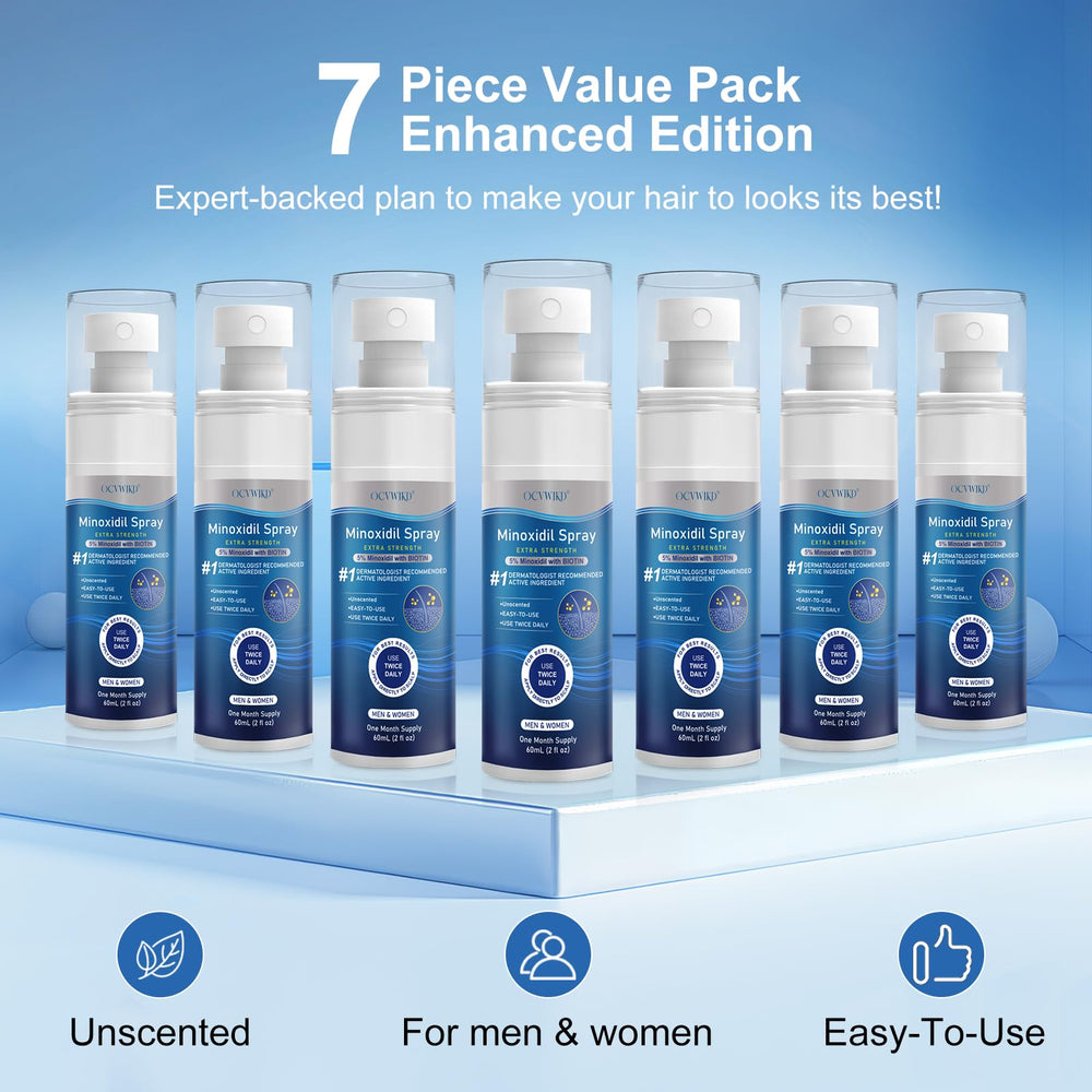 OCVWJKD 7-bottle set displayed for extended regrowth regimen.