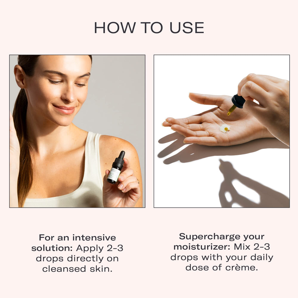 Odacité dropper applying 2-3 drops on cleansed skin for intensive use