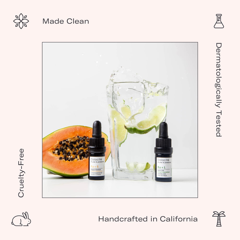 Odacité compact bottle highlights GMO-free and cruelty-free ingredients