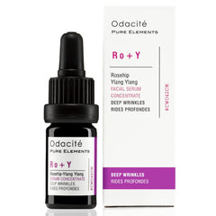 Odacité Rosehip + Ylang-Ylang serum bottle for lightweight hydration on mature skin.