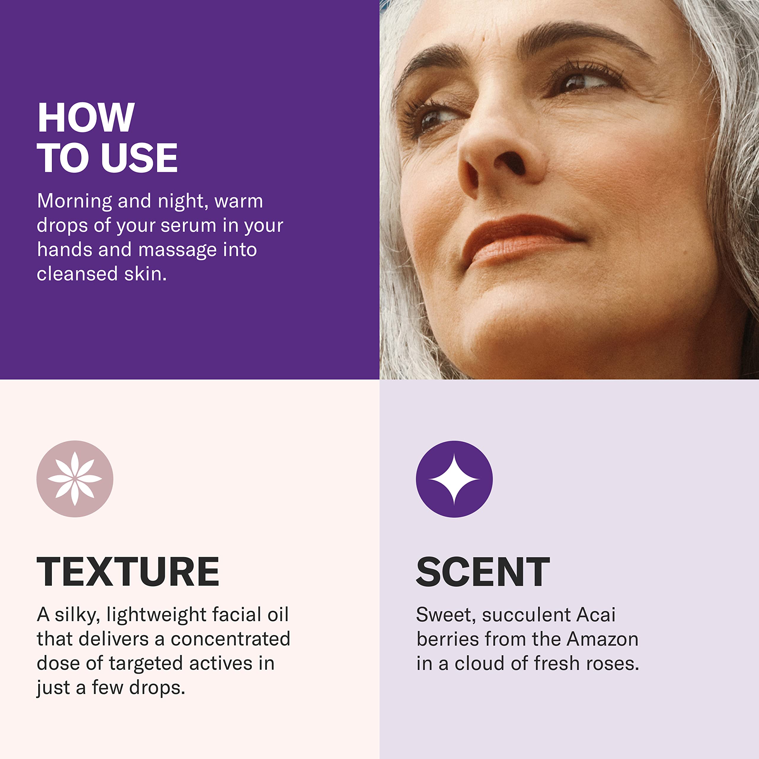 Odacité serum application drops smooth onto cleansed skin with targeted nourishment