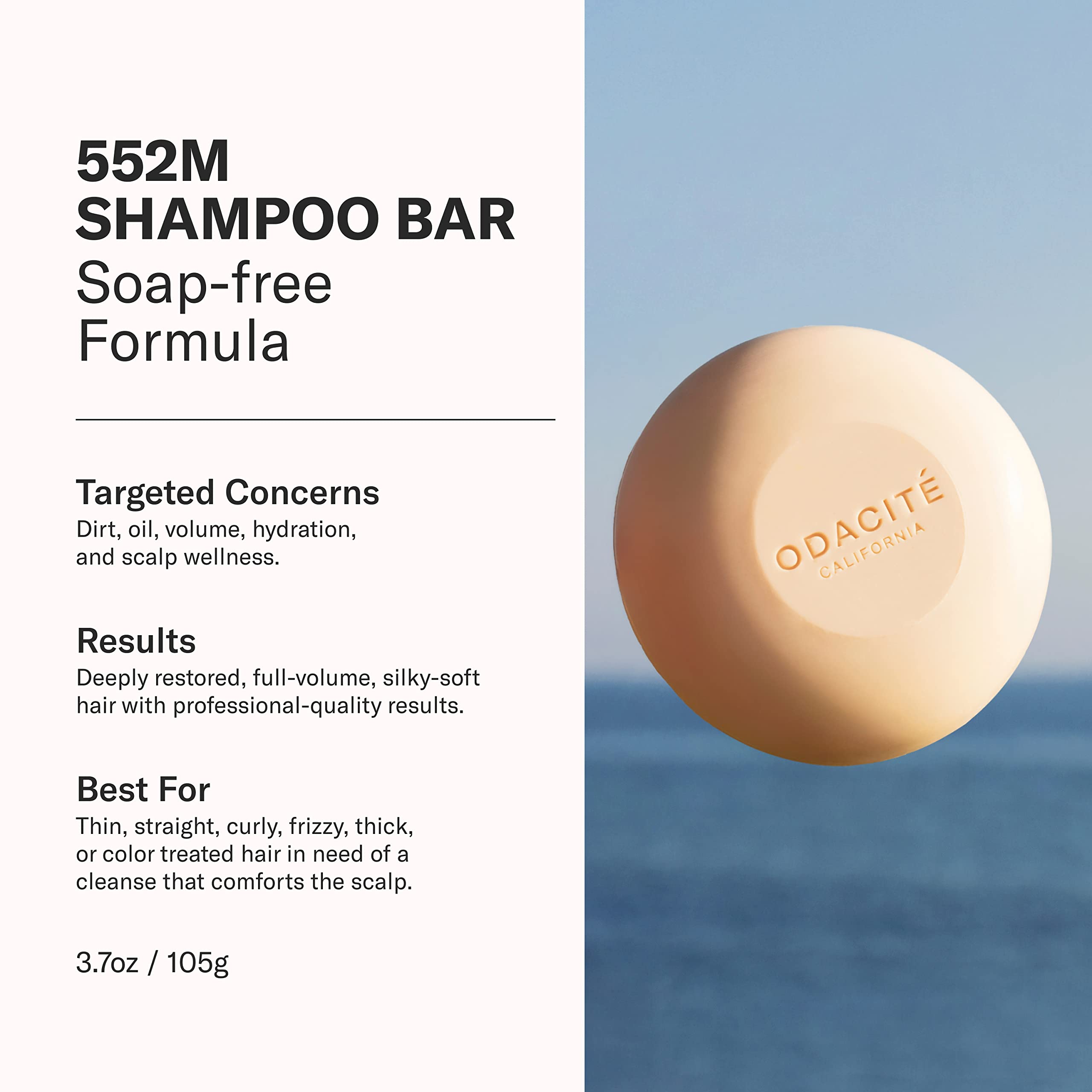 Odacité shampoo bar shown lathering on wet hair for easy cleansing